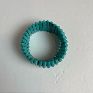 Faux Turquoise Stretch Bracelet Marbled Pattern Slip On Cuff Western Tribal
